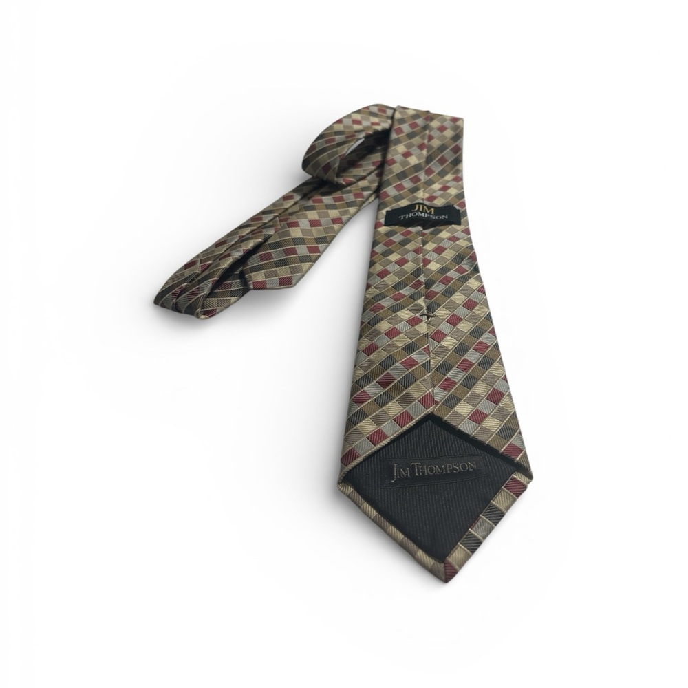 Thompson Elegant Checkered Tie in Red, Green, and Brown